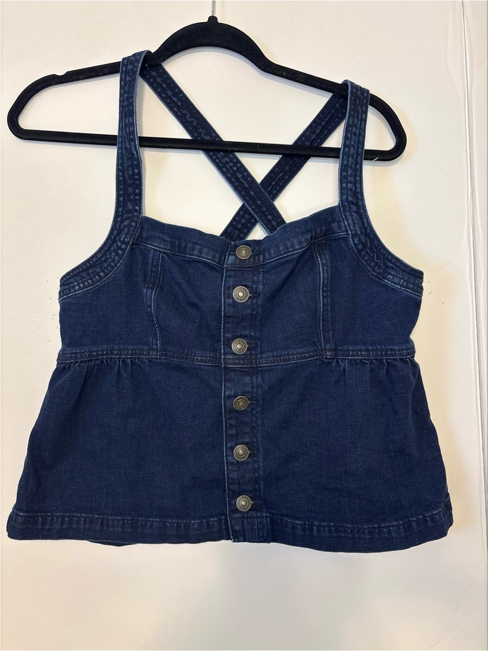 American Eagle Dark Indigo Denim Button-Front Tank